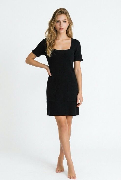 white birch Dresses & Skirts - White Birch Ribbed With Pockets Short Sleeve Women’s Dress Small